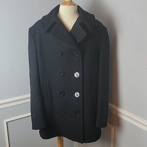 FOX KNAPP VTG Navy Blue Wool Nautical Preppy Double Breasted Classic Pea Coat 44